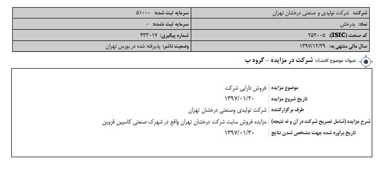 پدرخش مزایده برگزار می کند
