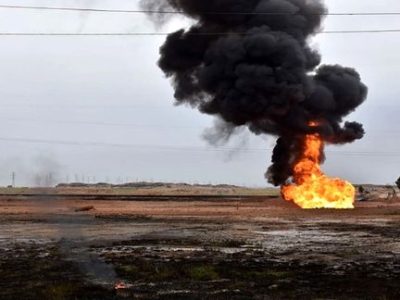 انفجار لوله نفت حوالی روستای کشار بندرخمیر